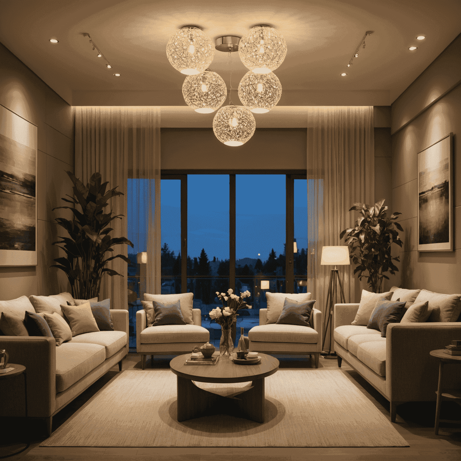 Verschiedene LED-Lampen und -Leuchten in einem Wohnzimmer